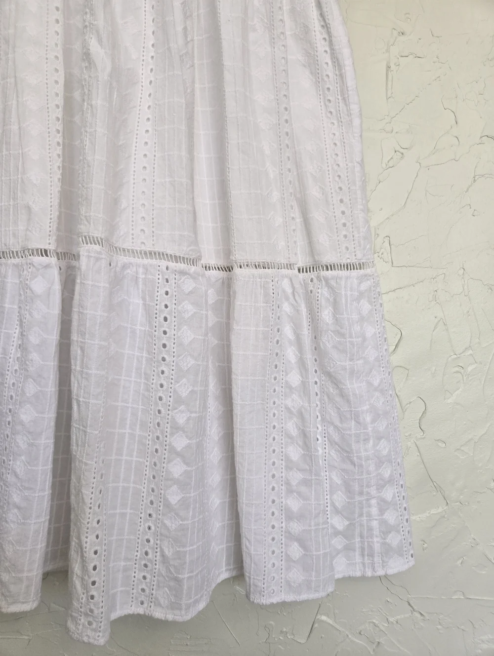 Maaji Eyelet White Cotton Boho Maxi Skirt, M - Picture 4 of 11